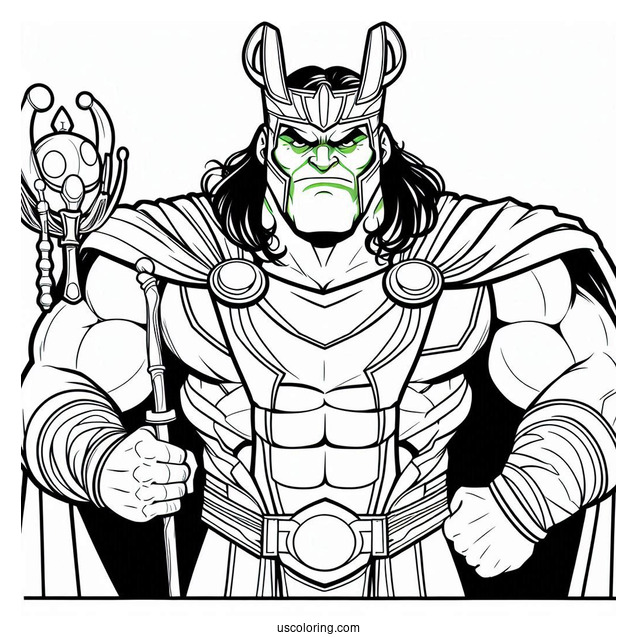 Angry Hulk Coloring Page Holding Loki Upside Down