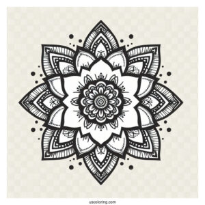 Flower Mandala Coloring Page With Dotted Outline