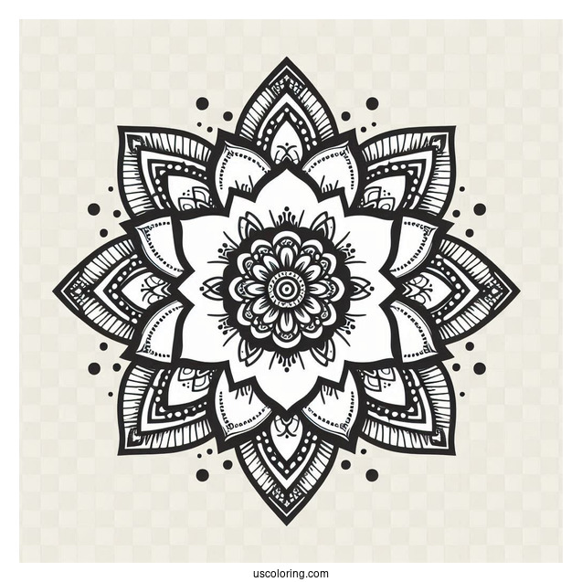 Flower Mandala Coloring Page With Dotted Outline