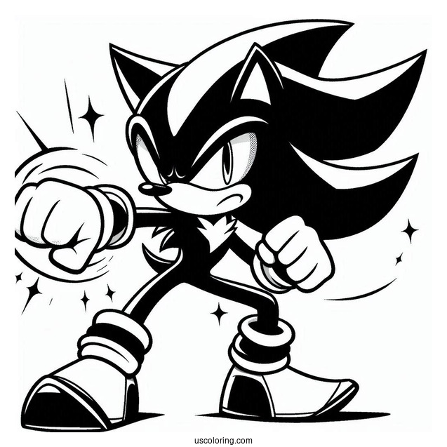 Shadow Coloring Page Punching Sonic