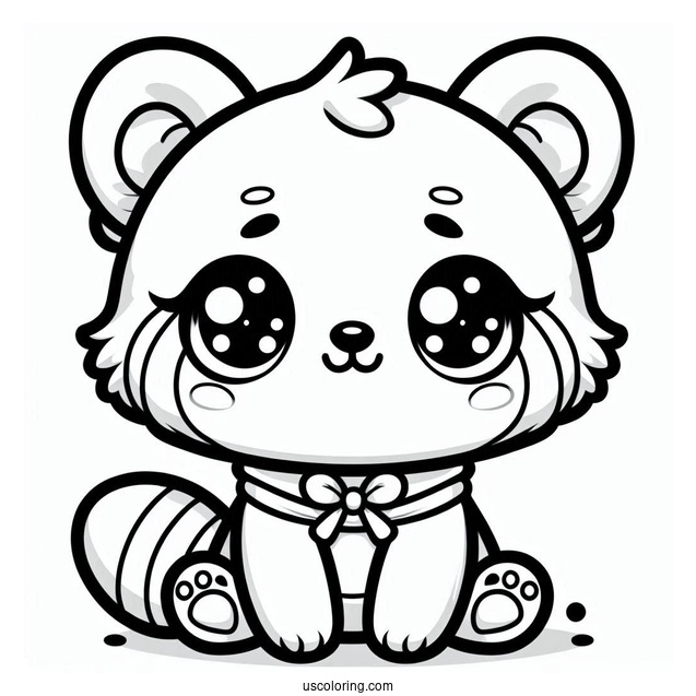 Kawaii Themed Red Panda Coloring Sheet