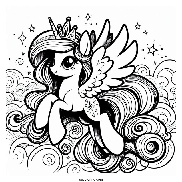 Cartoon Princess Celestia Flying