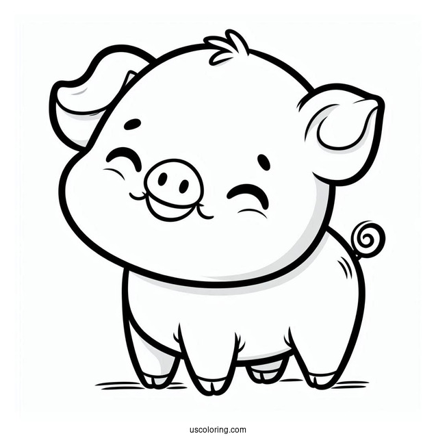 Simple Cartoon Pig To Color For Preschoolers
