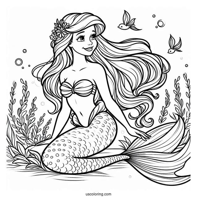 Easy Outline Of Mermaid Ariel