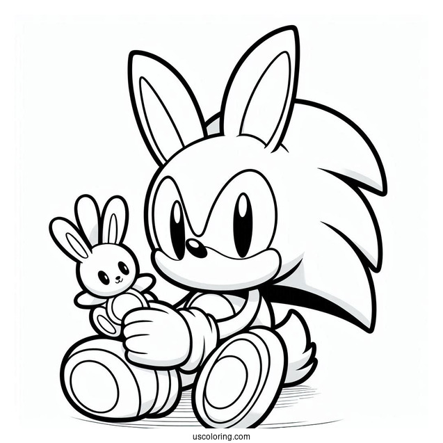 Cream the Rabbit Holding Toy Coloring In