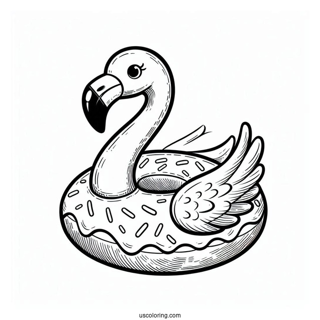Flamingo Floating On an Inflatable Donut
