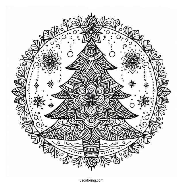 Relaxing Christmas Tree Mandala