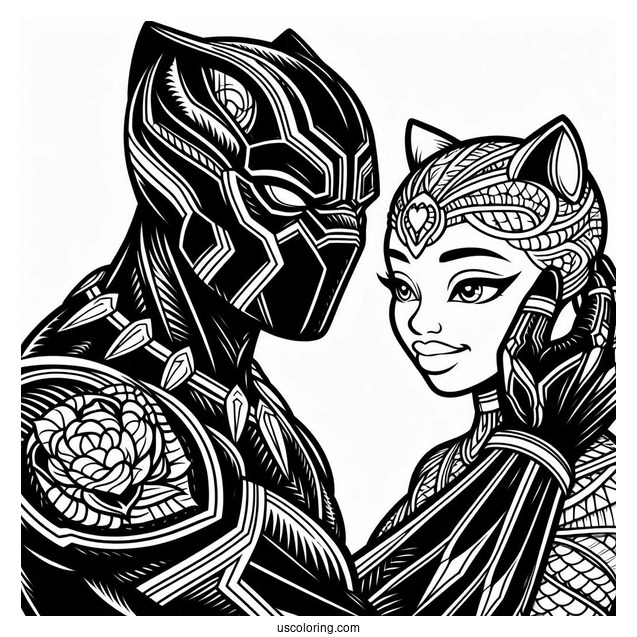 Black Panther And Shuri Coloring Page_