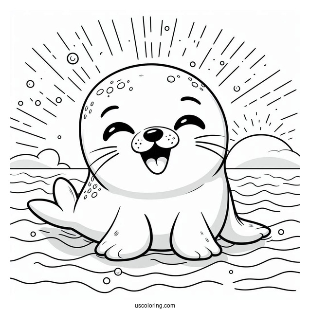 Laughing Baby Seal Coloring Page Under The Ocean
