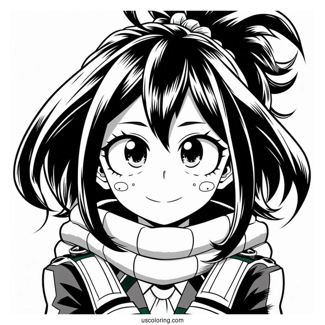 My Hero Academia Coloring Page Of Tsuyu Asui For Preschoolers