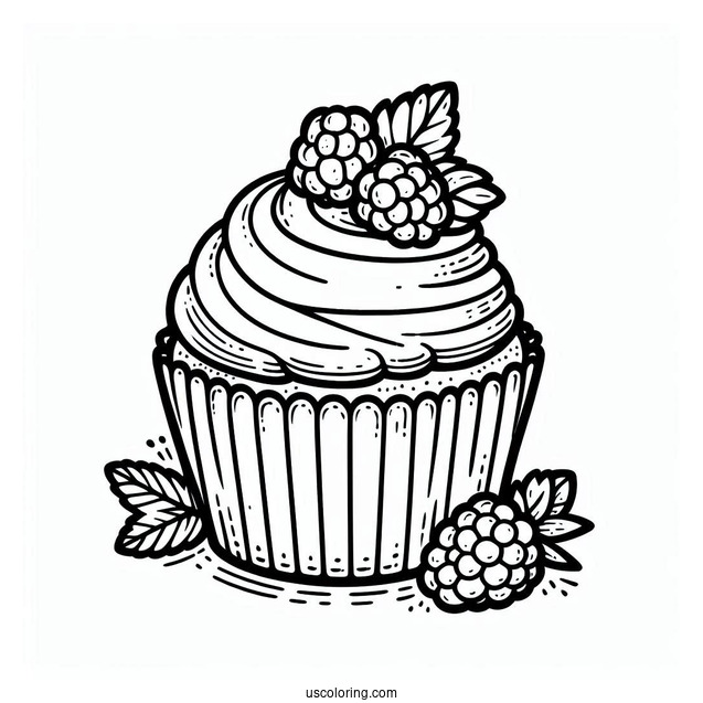 Easy Cupcake With Raspberry To Color