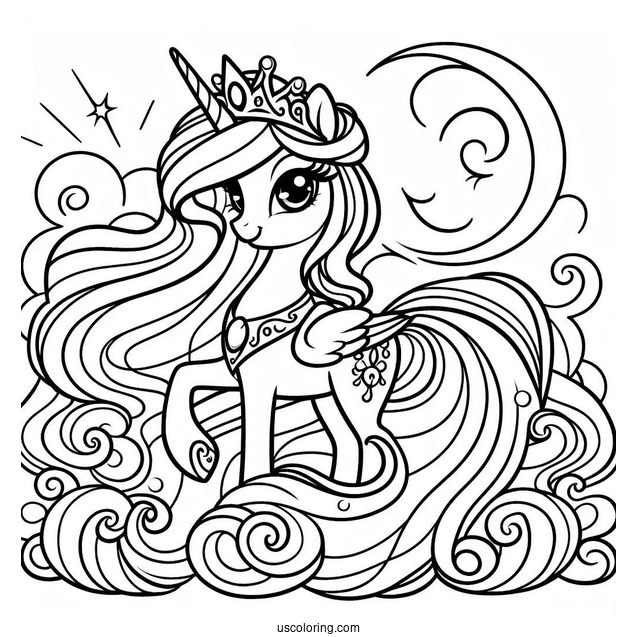 Simple Princess Celestia Coloring Page For Preschoolers