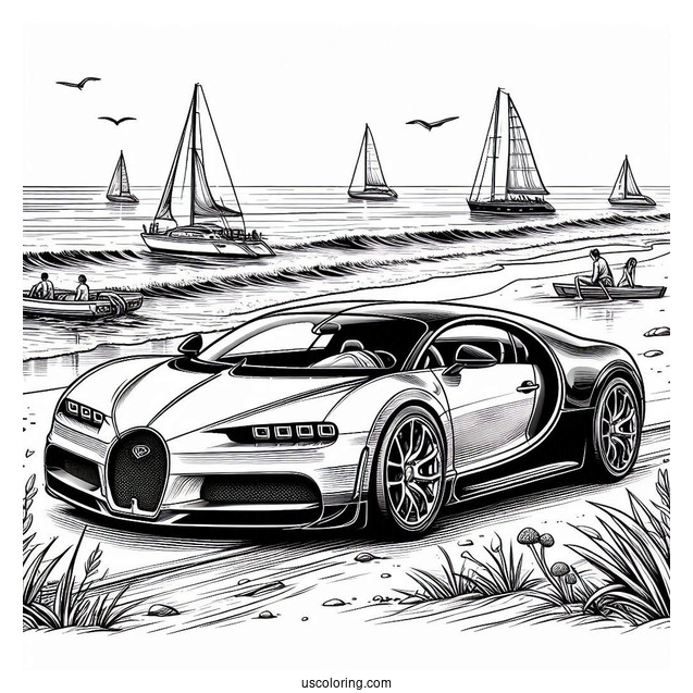 Bugatti Coloring Page Vision Gran Turismo At The Beach