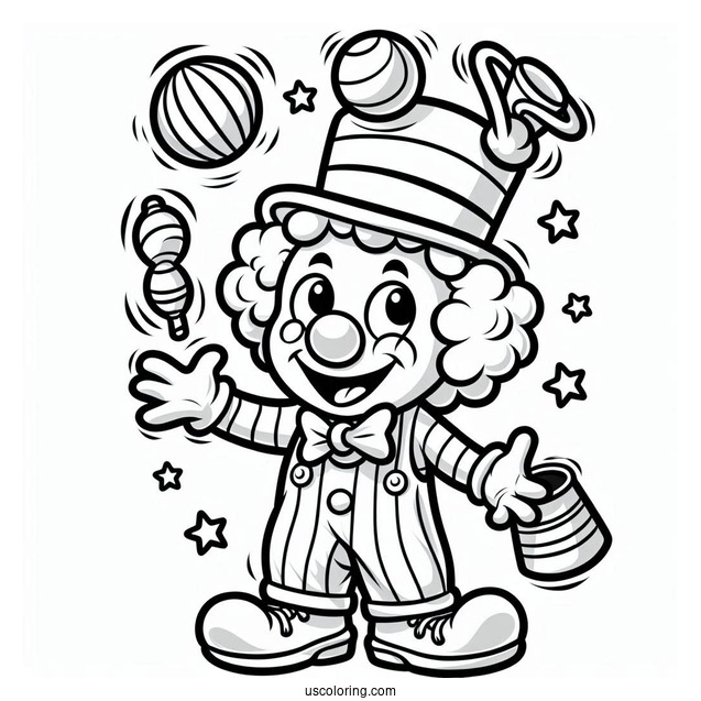 Happy Clown Juggling Coloring Sheet