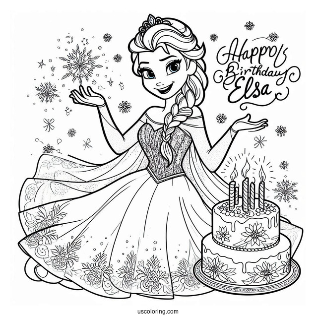 Happy Birthday Elsa Coloring Sheet