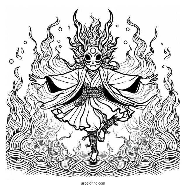 Tanjiro Coloring Page Dance Of The Fire God Technique