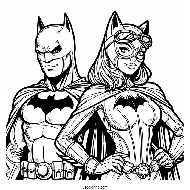 Batman And Catwoman Coloring Sheet