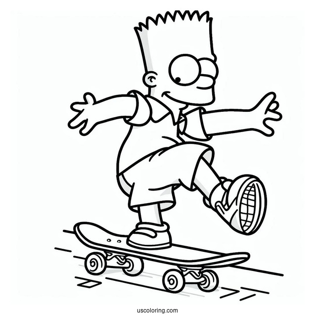 Bart Doing Skate Trick To Color