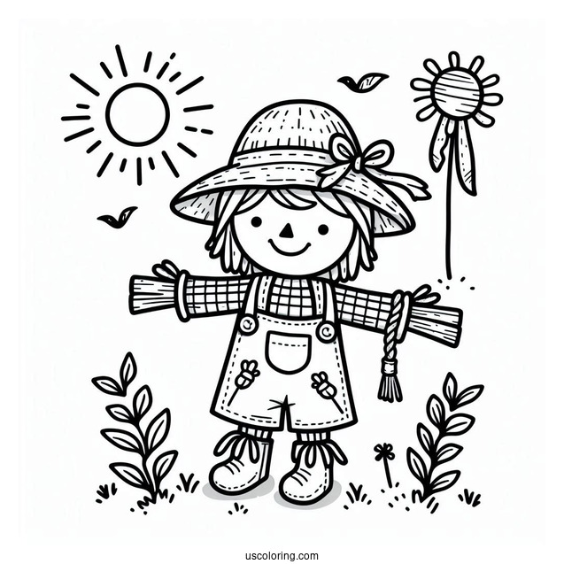 Easy Scarecrow Coloring Page Under The Sun For Preschoolers