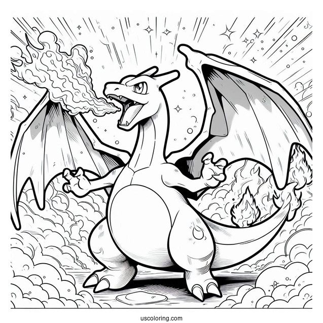 Radiant Charizard Pokemon Card Coloring Page