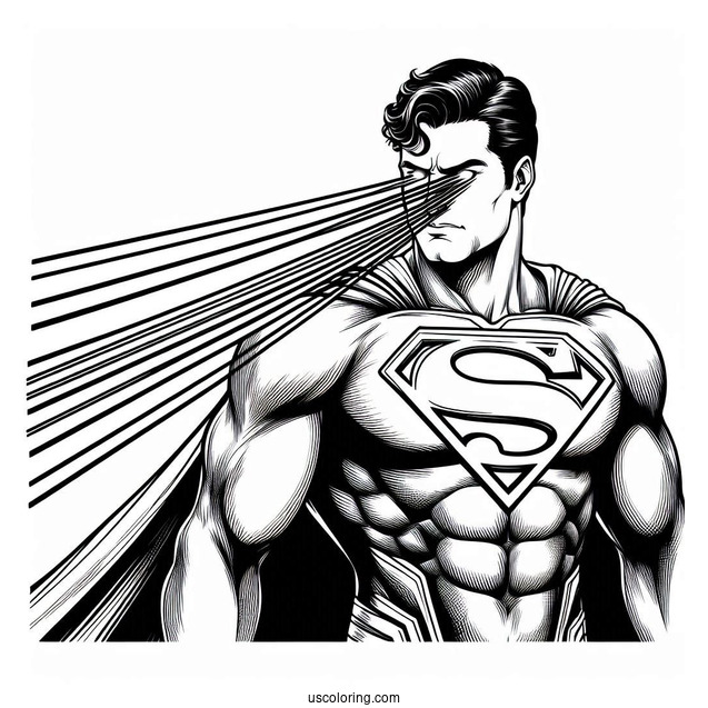 Superman With Laser Beams Coloring Page
