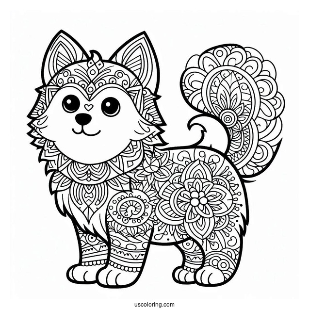 Cartoon Dog With Mandala