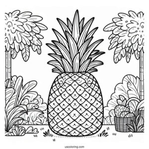 Big Juicy Pineapple Coloring Page In Backyard Paradise