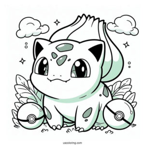 Bulbasaur Coloring Page With Pokeballs