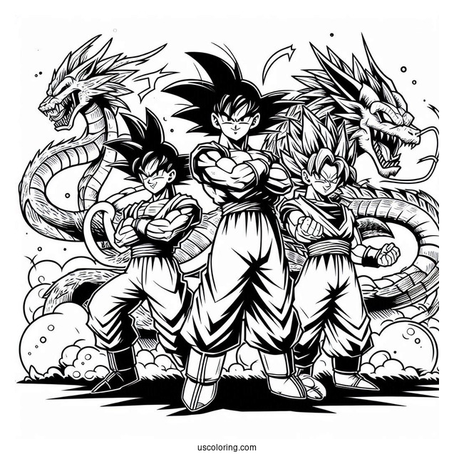 Popular Dragon Ball Z Characters To Color With Logo