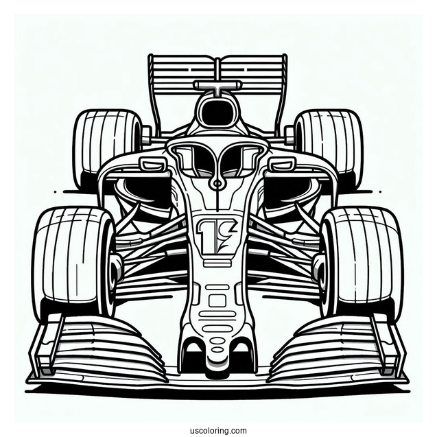 Easy Formula 1 Race Car For Kids To Color