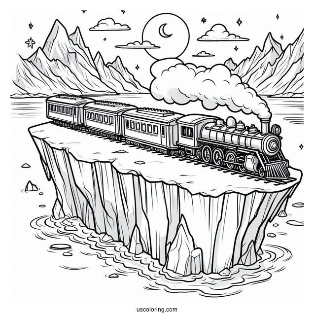 Polar Express Coloring Page Of On An Iceberg