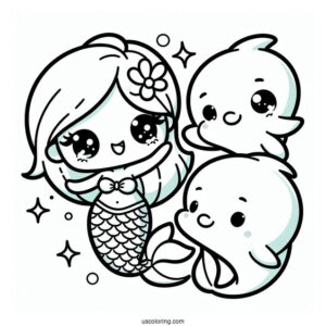 Kawaii Dolphin And Mermaid Picture