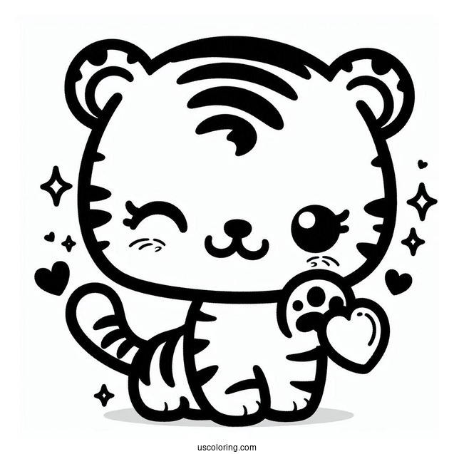 Kawaii Tiger To Color