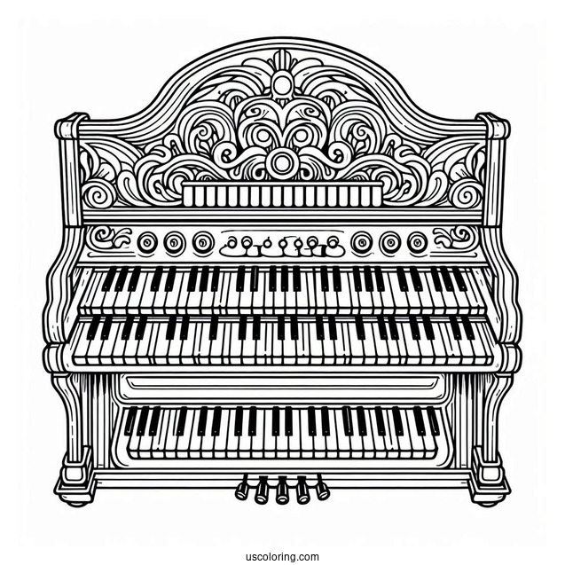 Music Coloring Page Of Organ Keyboard