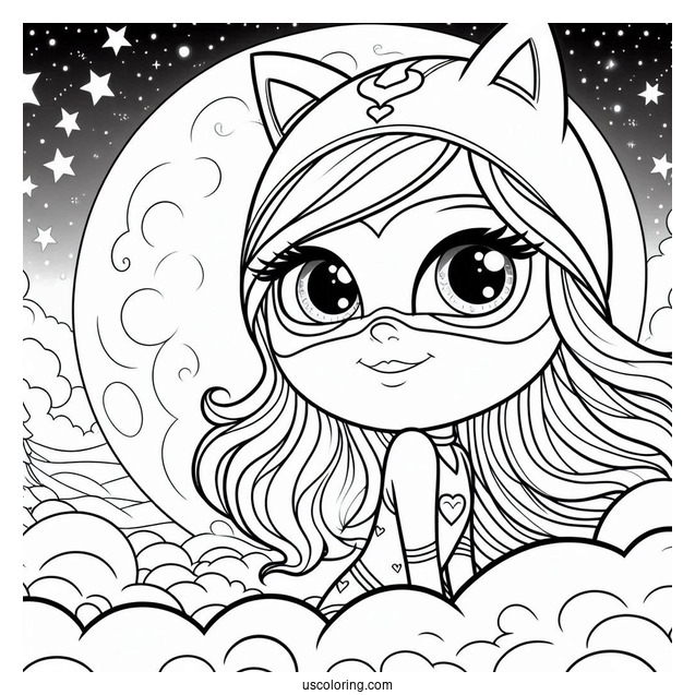PJ Masks Coloring Page Of Luna Girl In The Night Sky