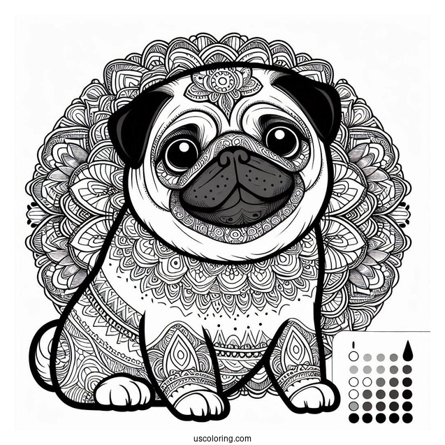 Pug Mandala Coloring Sheet
