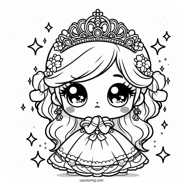 Cute Chibi Princess Coloring Page For Preschoolers