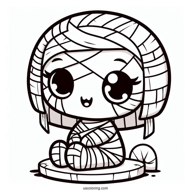 Chibi Egyptian Mummy Coloring Page For Preschoolers