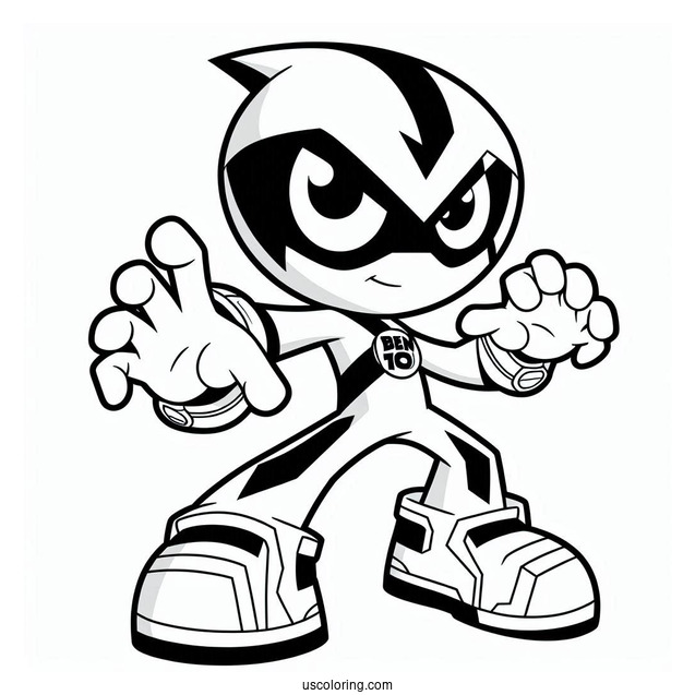Easy Ben 10 Coloring Page Of Slapback Outline For Kids