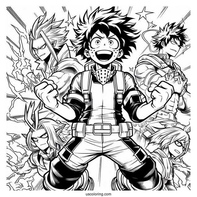 My Hero Academia Coloring Page Of Full Poster