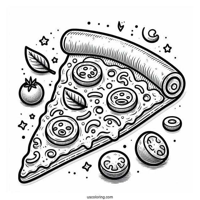 Cartoon Pizza Slice Coloring Sheet