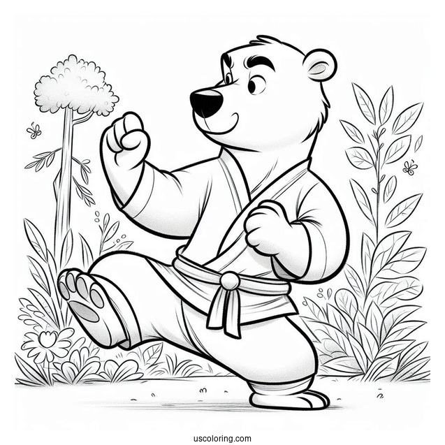 Jungle Book Coloring Page Of Simple Baloo In Kung Fu Pose For Kids