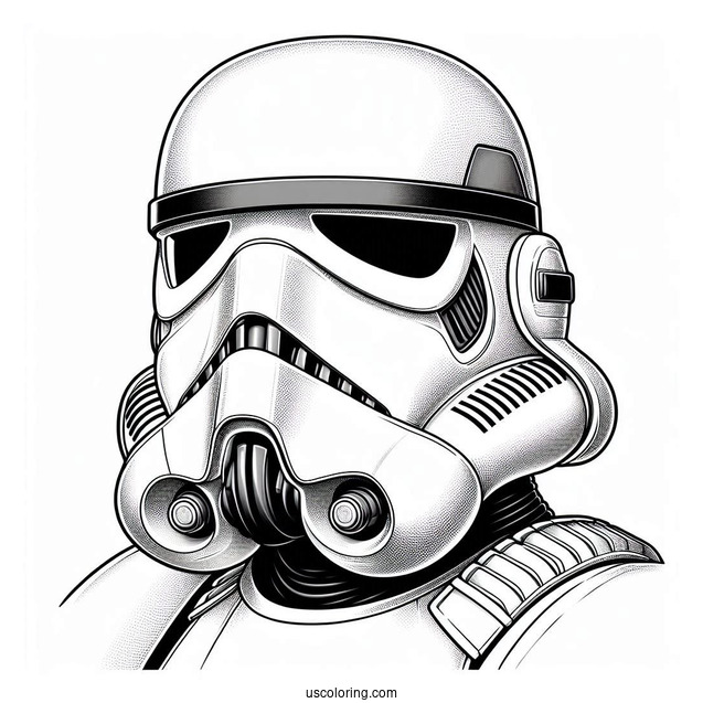 Realistic Close Up Of Stormtrooper Coloring Page