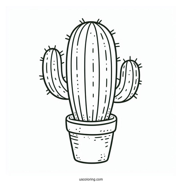 Simple Outline Of a Cactus Plant For Preschoolers