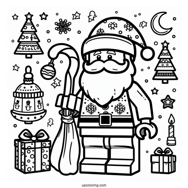 Coloring Page Of a Lego Santa Claus