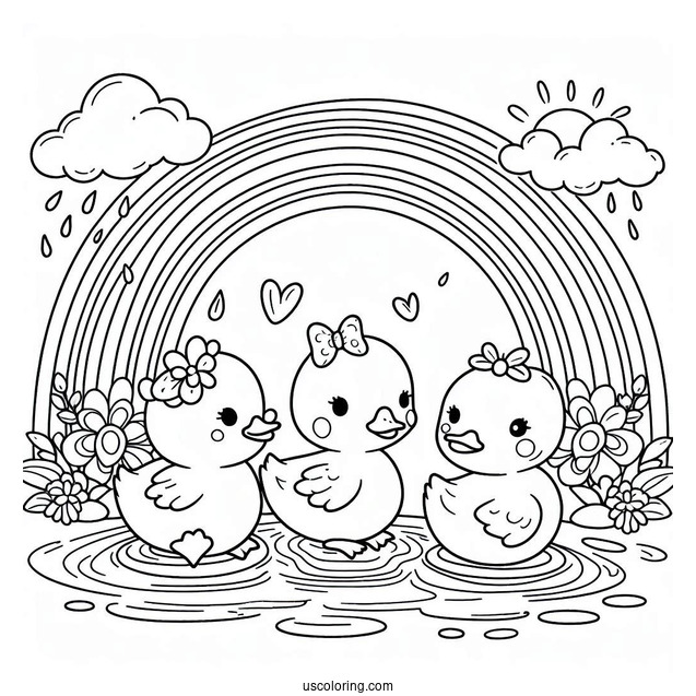Three Cool Ducks Under A Rainbow