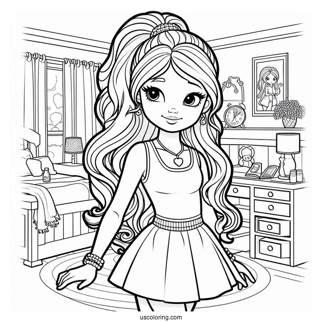 Polly Pocket Coloring Page Of Shani Smith Standing In Bedroom For Kids