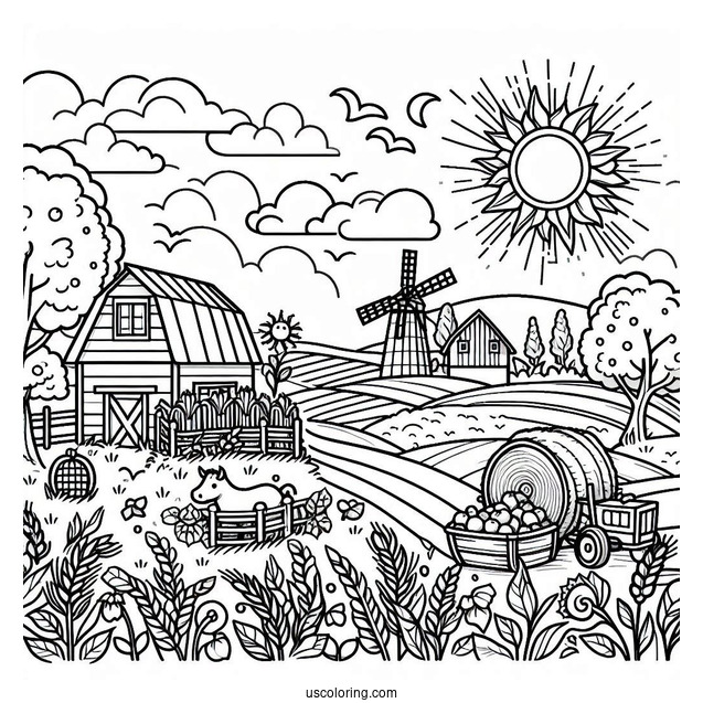 Farm Harvest To Color