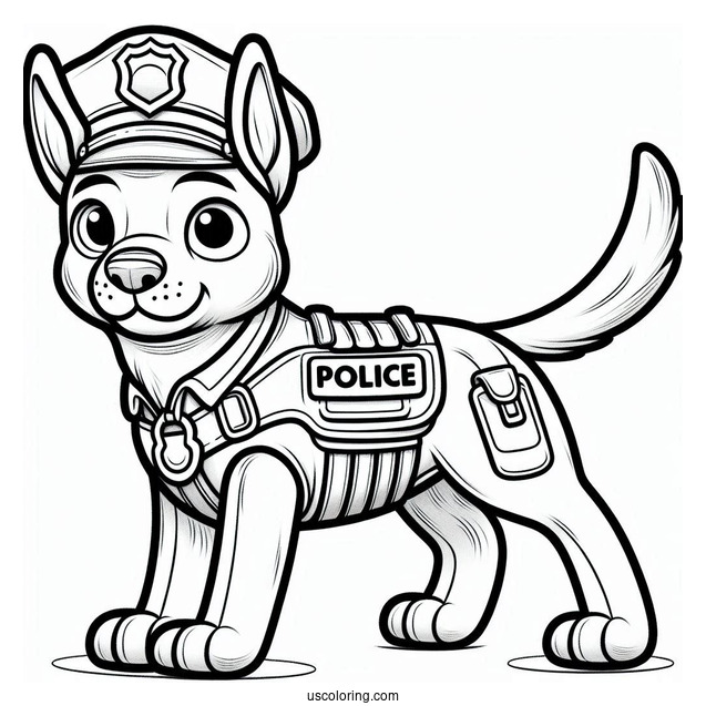 Police K-9 Dog Coloring Sheet For Kids