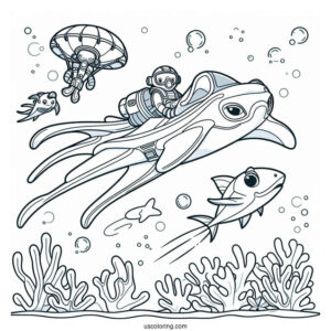 Octonauts Coloring Page Riding Manta Ray